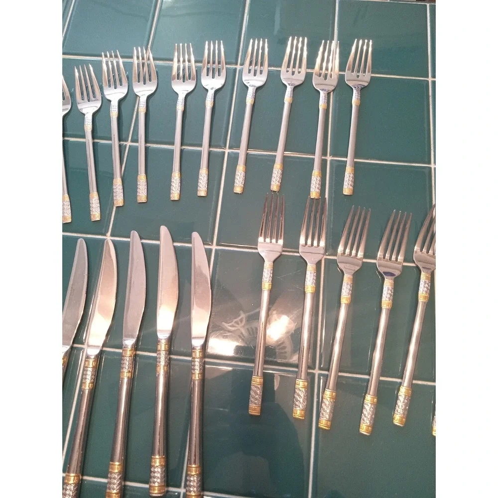 Wallace Golden Aegean‎ Weave Stainless 60+pc set 18/10 Missing One Fork. Butter